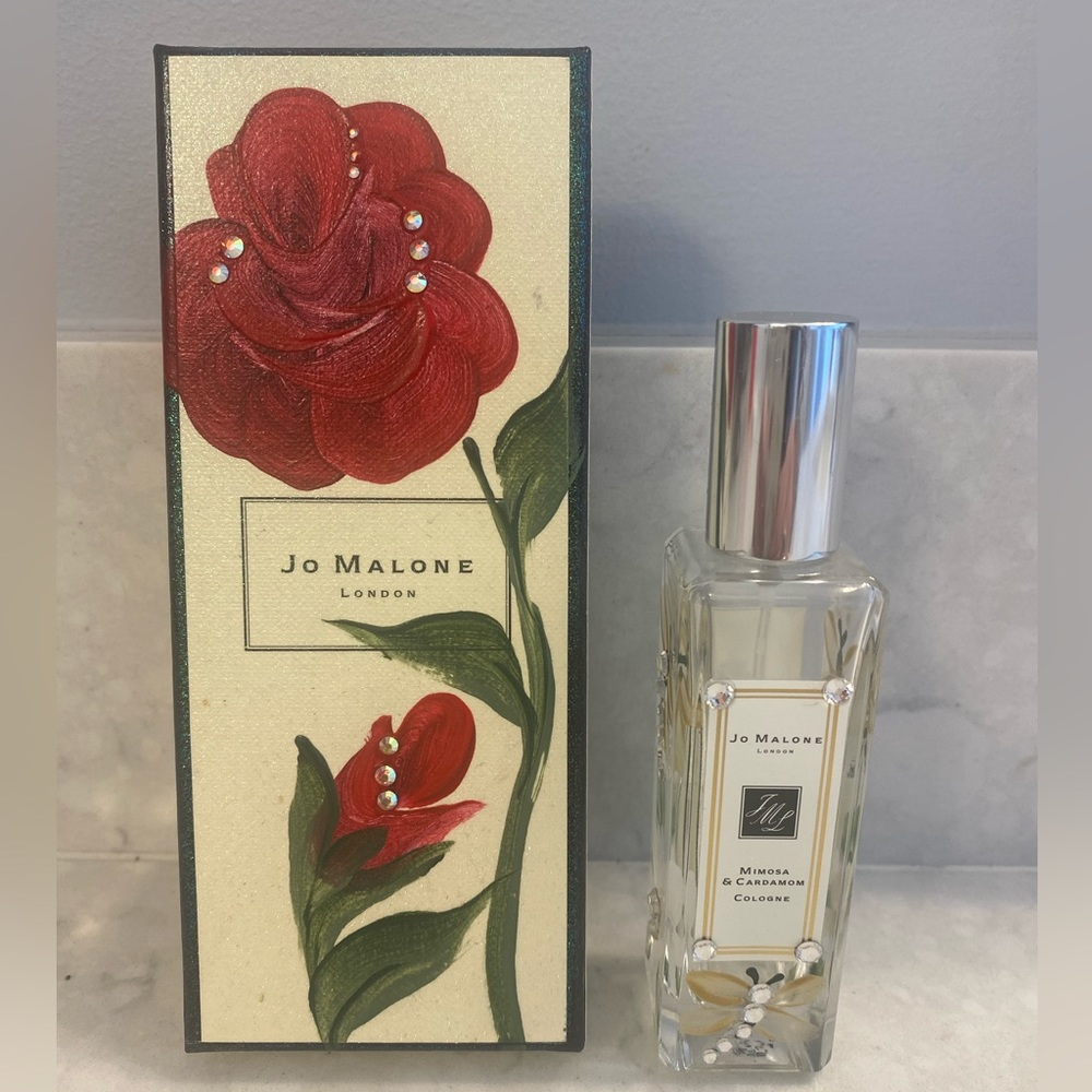 JO MALONE empty Mimosa & Cardamom hand painted bottle & box